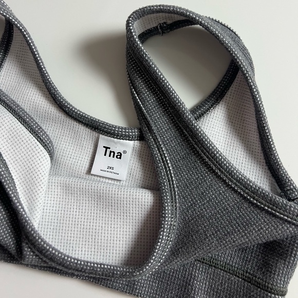 TNA Aritzia Waffle Sports Bra/Top, Gray, Size 2XS - Picture 5 of 5
